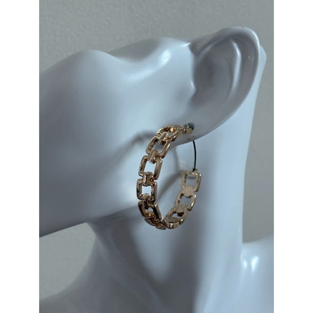 Daisy Fuentes Gold-Tone Hoop Chain Link Earrings